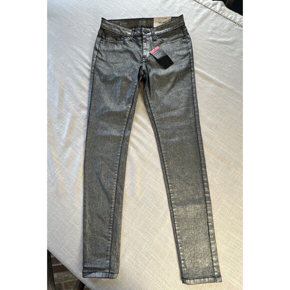 ANA Women’s Size 2 Skinny Mid Rise‎ Lightweight Pant Silver Metallic Color NWT - Picture 2 of 13